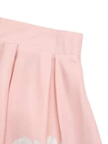 GlowEve Falda con estampado floral y decoración de botones para mujer - Rosa - Ver 4