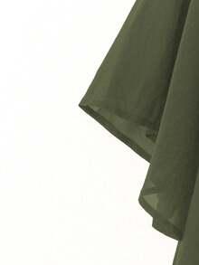 SHEIN LUNE CURVE 两件套加大码女式雪纺蝙蝠袖套装 - 軍綠色 - 查看 4