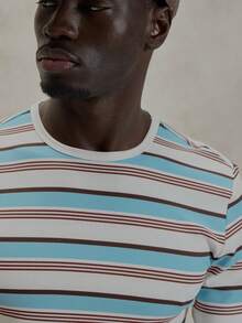 Musero 修身撞色条纹圆领短袖T恤，撞色下摆，冬季必备单品 - 彩色 - 查看 6