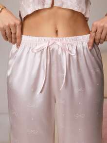 HautHeat Women's Elegant Solid Color Drawstring Pajama Bottoms - Pink - View 6