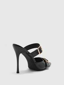 CUCCOO BIZCHIC Women's Pointed Toe Buckle Design Everyday Versatile Fashion High Heels - Black - View 9