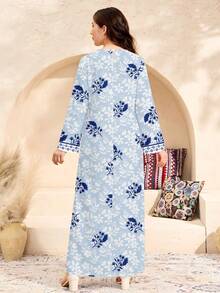 Tween Girls' V-Neck Floral Print Casual Loose Party & Outing Dress - Multicolor - View 7