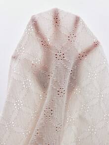 Bohemian Boho Style Casual Vacation Jacquard Lace Trim Loose Blouse, Striped Wide Leg Pants Women Pajama Set - Red and White - View 7