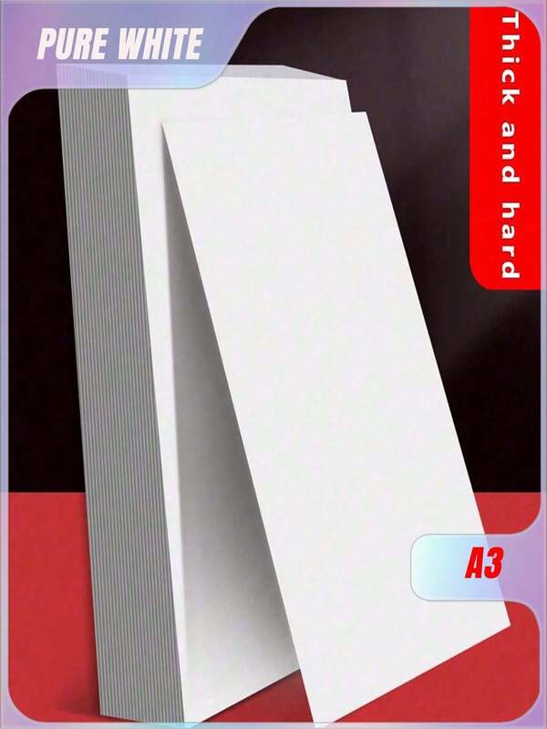 SHEIN 20 Sheets Of White Cardboard A3 (11.69 * 16.53in) Sizes, Hard Thick Cardboard, Hand Drawn Material