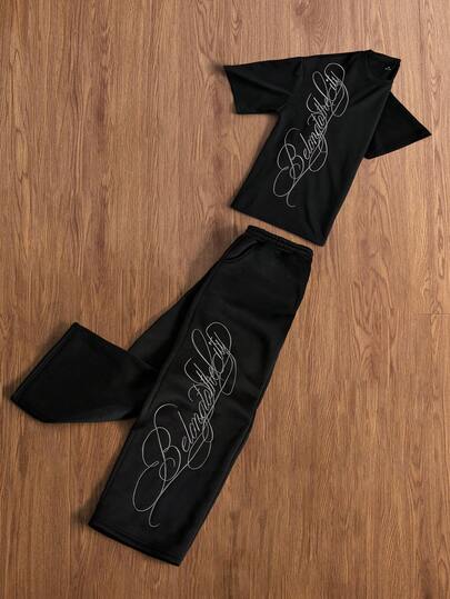 TOKVUE 男士街头风 INS “This City”撞色刺绣T恤，适合户外音乐节、日常穿着、朋友聚会、送给男友/老公的礼物、周年纪念礼物