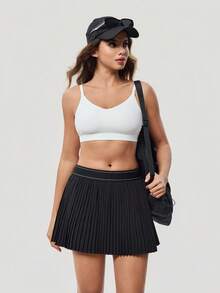 OutZeal 女士休闲健身褶皱网球裙裤 - 黑色 - 查看 8