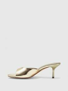 CUCCOO BIZCHIC Sandalias de tacón alto y fino con punta abierta para mujer, para primavera y verano - Oro claro - Ver 10