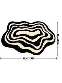 Modern Black And White Abstract Wave Pattern Area Rug - Soft, Hand Washable, Non-Slip Diatom Mud Mat For Living Room Or Bedroom Decor, Minimalist Indoor/Outdoor Use, Indoor Area Rug Versatile Floor Mat Polyester Fiber Rug Back To School - Black and White - View 9