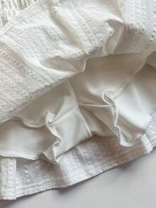 Elamini Chân váy xếp ly ngắn cạp thấp có dây rút, thêu lỗ khuy dành cho nữ - trắng - Xem 8