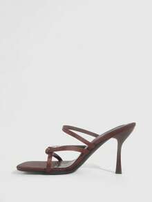 CUCCOO SZL 女士水钻设计时尚优雅百搭高跟凉拖鞋 - 棕色 - 查看 9