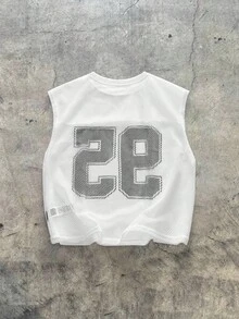 AXEPEAK Men's Mesh Fabric Digital 95 Print Sleeveless Tank Top - White - View 2