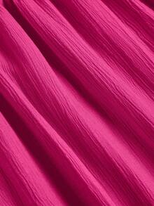 SOLERSUN 加大码蓝色立领前开襟无袖束腰系带连衣裙女式优雅休闲时尚通勤外出连衣裙夏季新款女装 - 玫紅色 - 查看 8