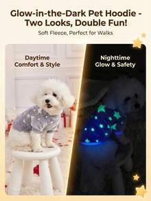 PETSIN 1 Pc Pet Grey Star Print Fleece Warm Crew Neck Sweatshirt For Dogs, Autumn/Winter - Multicolor - View 8