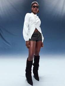 Normani 女士纯色修身休闲百搭短裤 - 黑色 - 查看 5