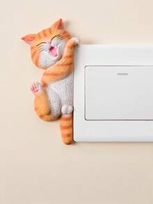 Cute Pet Simulation Cat 3D Resin Double Switch & Socket Panel Sticker, Wall Defect Concealing Decorative Decal For Home Use - Multicolor - View 8