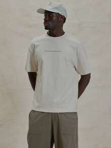 Musero Where The Grass Really Is Greener Slogan Short Sleeve Graphic Print Top Crew Neck Dropped Shoulder Tshirt Spring Summer Essentials - Apricot - View 5