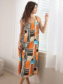 Ocili 女士几何印花露背扭结无袖休闲连衣裙 - 彩色 - 查看 7