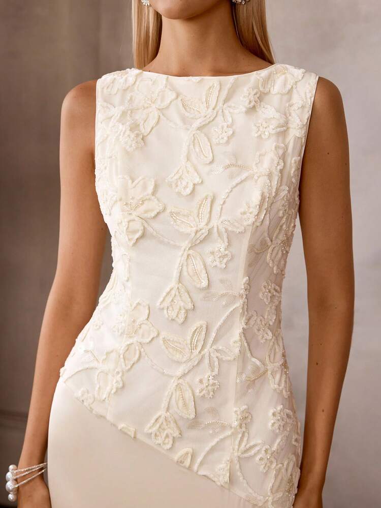 MOTF Soiréza Besticktes Patchwork Meerjungfrau Maxi Cocktailkleid, Frühling/Sommer