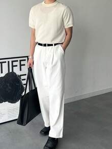 DAZY Men's Casual Solid Beige Commuter T-Shirt, Summer - Beige - View 5