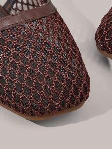 Styleloop Women Shoes Holiday Style Mesh Fabric Cross Strap Women's Flat Bottom Shoes Holiday Style Wear BOHO Wear American Retro Style Bohemian Style Western Style Music Festival Wear Party Wear Flat Bottom Women's Shoes - Burgundy - View 3