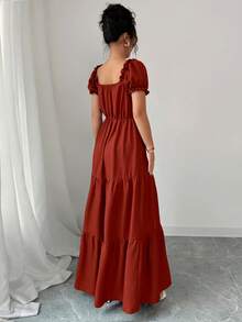 Elenzga Váy dài nữ - Màu Cam cháy - Xem 2