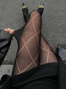 DAZY Women's Hollow Out Design Fashionable Sexy Pantyhose - Black - View 1