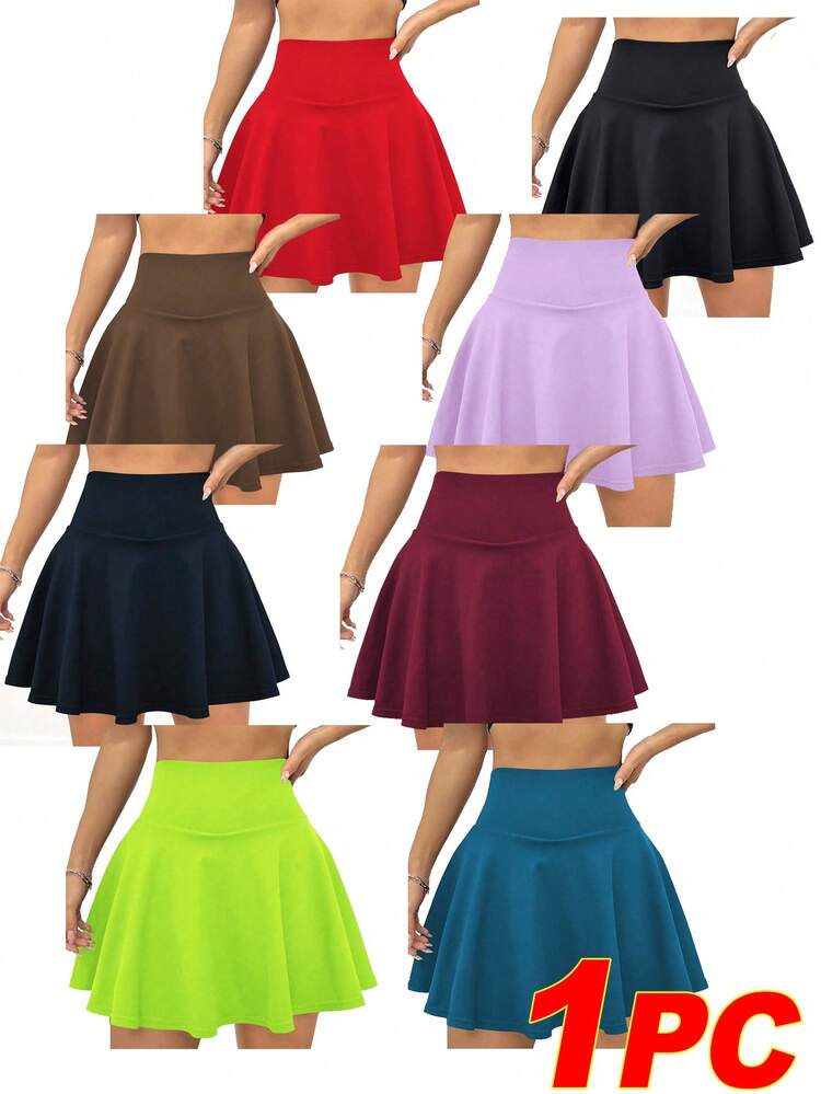 Eassivo Eassivo Women's Solid Color Minimalist High Waist Side Pocket Mini Skirt - Coffee Brown - View 8