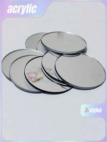 10pcs/Pack Thickness 2mm, Diameter 5cm, 8cm, 12cm, Silver Colored Acrylic Mirror Wall Stickers, Round Shape, Diy Home Decoration, Makeup Mirror Valentine DAY, Valentines Wedding, Birthday Back To School Room Decor School Supplies - Silver - View 1