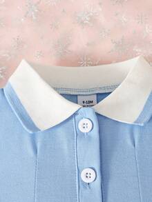 Souflis Souflis 1 chiếc đầm thường ngày màu hồng cho bé gái, cổ và tay áo bo gân, thích hợp để mặc ở nhà, đi chơi, chơi thể thao và dự tiệc. - Màu xanh lam - Xem 3