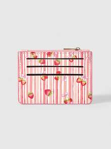 ROMWE Kawaii Pink And White Striped Bow Strawberry Card Pack - Pink white - View 3