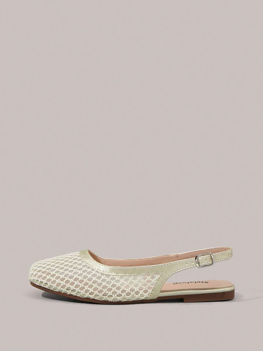 Styleloop Women Shoes Holiday Style Mesh Fabric Cross Strap Women's Flat Bottom Shoes Holiday Style Wear BOHO Wear American Retro Style Bohemian Style Western Style Music Festival Wear Party Wear Flat Bottom Women's Shoes - Beige - View 1