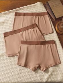 EverLounge Bộ 3 chiếc quần boxer nam đơn giản, màu trơn, thoải mái. - Màu Khaki - Xem 2