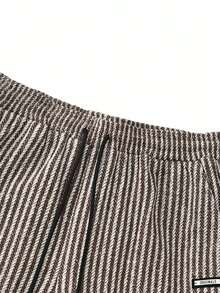 Claim Dot Men's Brown Striped Drawstring Waist Pockets Casual Straight Leg Pants Men Wide Leg Pants Mens Knit Pants Men Pajama Pant Pinstripe Pants Men Loose Fit Pants Old Money,Daily Leisure, Weekend Trips, Outdoor Activities, Travel Expeditions, Relaxed Work Environments Or Semi-Formal Occasions, Boyfriend/Husband Gift, Anniversary /Birthday Gift Party Summer Vacation Holiday New Years Wedding Valentine's Day Men Pinstripe Pants - Brown - View 4
