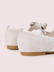 CUCCOO DOLLMOD Women's Apricot Suede Bow Mary Jane Shoes, Sweet And Gentle Elegant, Versatile For Commuting And Daily Wear Valentine's Day - Apricot - View 9