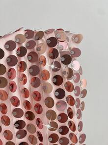 Elamini Women's Retro Sweet & Spicy Low Waist Mini Mesh Sequin Sequins Party Skirt - Pink - View 5