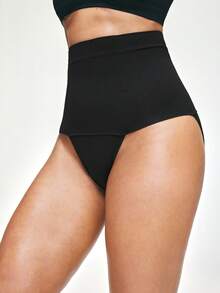 SHAPORA 女士无缝高腰塑形收腹内裤，提臀瘦腰塑身衣 - 黑色 - 查看 4