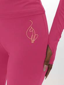 BABYPHAT 女士高腰喇叭裤，套穿式靴型弹力裤，复古印花阔腿裤脚 - 淡黃色 - 查看 5