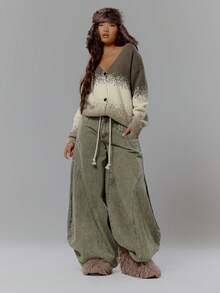 MUSERA Knit Ombre Striped Button Down Cardigan Streetwear Coolgirl Winter Sexy Casual Odd Drift - Multicolor - View 3