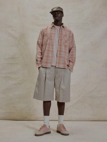 Musero Oversized Langarm-Flanellhemd mit Karomuster, Knopfdurchgang, Doppelklappe, Winter-Essentials