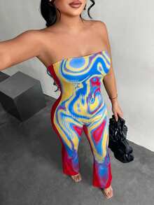 SHEIN SXY 性感街头风无袖连体裤，无肩带设计，适合女士演唱会、锐舞派对等场合穿着。 - 彩色 - 查看 5