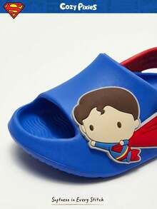 SUPERMAN X Cozy Pixies 1 双时尚百搭 DC 超级英雄可爱露趾防滑透气镂空拖鞋，男婴鞋，适合室内外穿着 - 藍色 - 查看 10