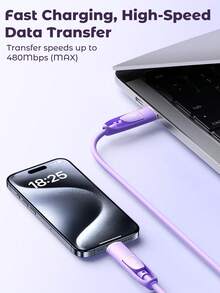 Teckwe 4 In 1 Charging Cable Fast Charging, Liquid Silicone 1M, Multi Charging Cable With 4 Interfaces That Can Be Freely Converted And Transferred While Charging, Suitable For Mobile Phones, Tablets, USB C Cable - Multicolor - View 2