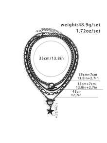 ROMWE 4 Mặt Dây Chuyền Hình Ngôi Sao Phong Cách Punk, Thích Hợp Cho Các Buổi Tiệc Thắp Sáng, Lễ Hội Âm Nhạc, Trang Sức Quyến Rũ Phong Cách Gothic, Món Quà Hoàn Hảo - Màu đen - ngôi sao - Xem 4