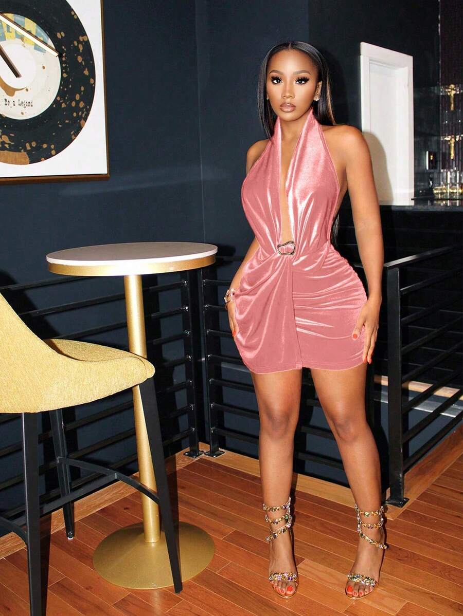 SHEIN BamGlam Women Short Dresses - Pink - View 1