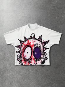 ROMWE MEN Street Life 男士休闲卡通印花短袖T恤，夏季 - 彩色 - 查看 2