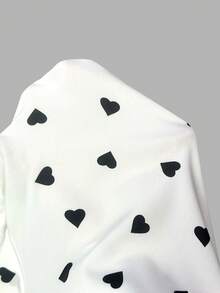 SHEIN Clasi 大码优雅爱心印花圆领荷叶袖衬衫，夏季 - 白色 - 查看 7