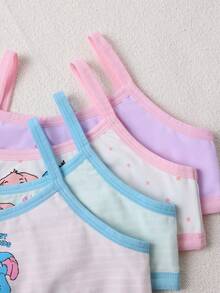 4pcs/Set Girls Cute Rabbit & Heart Print Camisole Top And Briefs Underwear Set, Soft, Suitable For Valentine''s Day, Easter - Multicolor - View 4