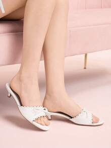 CUCCOO DOLLMOD 女士时尚优雅蝴蝶结装饰高跟凉鞋 - 白色 - 查看 4