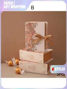 5/10Pcs Book Shape Gift Box With Ribbon Paperboard Candy Chocolate Present Packaging Box For Party, Wedding, Birthday, Valentine's Day, Valentines Wedding, Birthday - Multicolor - View 9