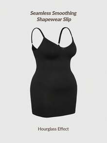 SHAPORA Plus Size Women Solid Color Camisole Bodycon Dress - Black - View 3